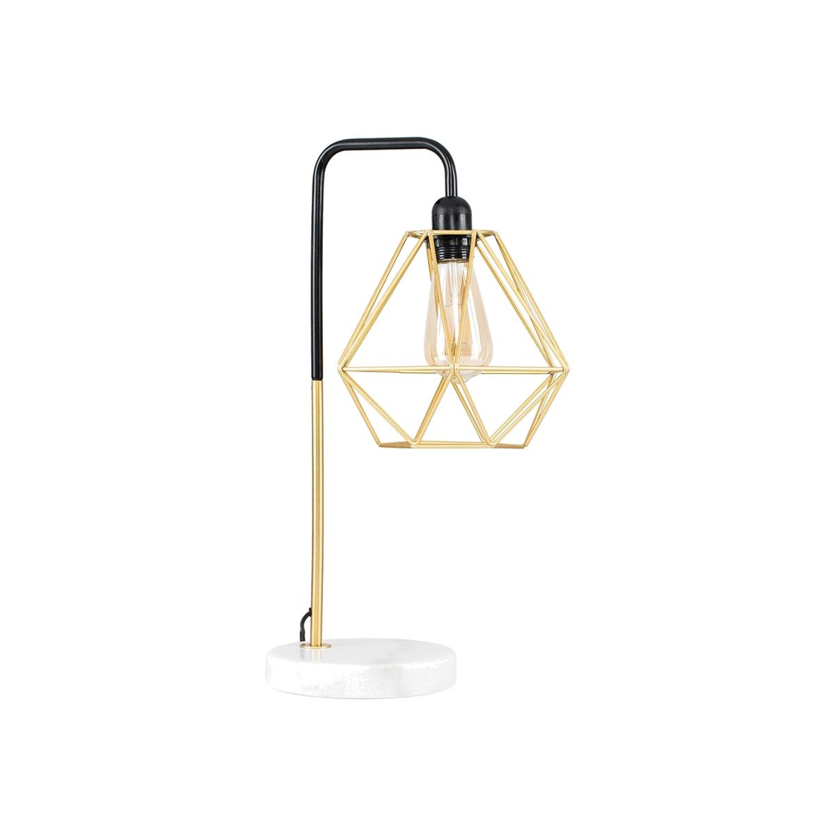 Talisman Industrial Black Table Lamp With Gold Metal Basket Cage Shade - Black – image 1