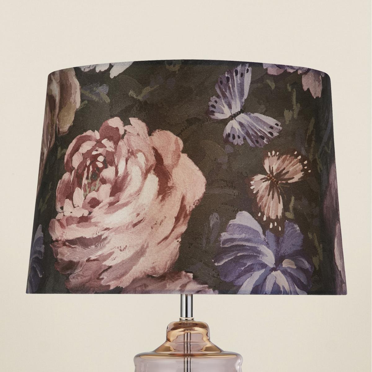 Floral Print Mauve Glass Table Lamp  - Pink – image 3