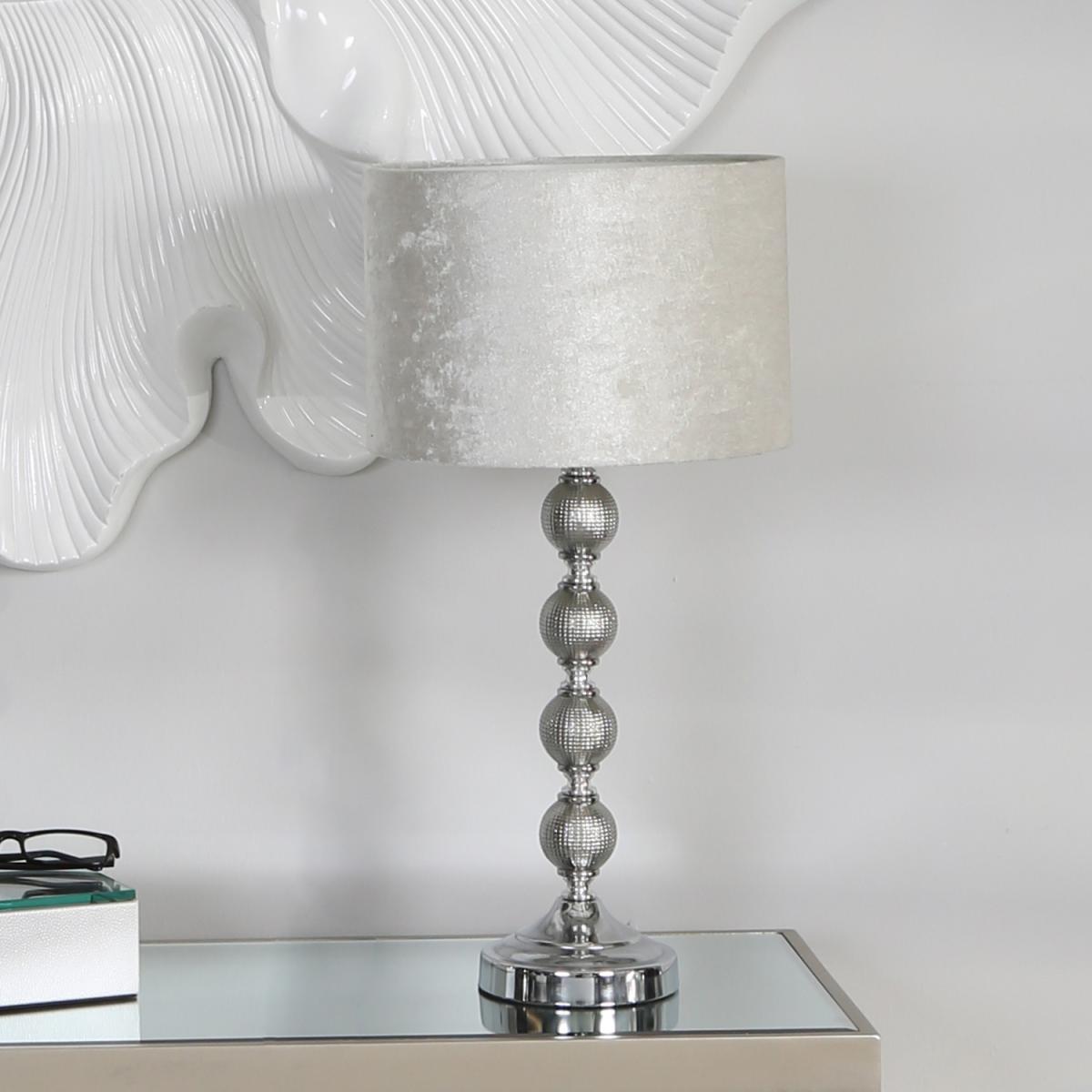 Value Four Ceramic Ball Table Lamp With Ivory Velvet Shade - Ivory – image 1