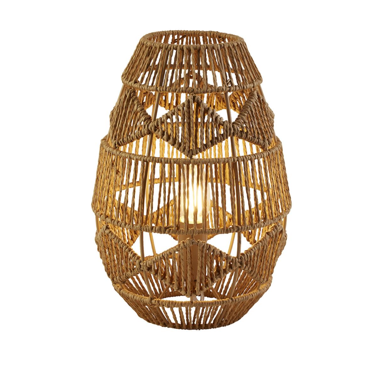 CGC DIAMOND Pattern Natural Brown Rattan Woven Table Lamp - brown – image 2