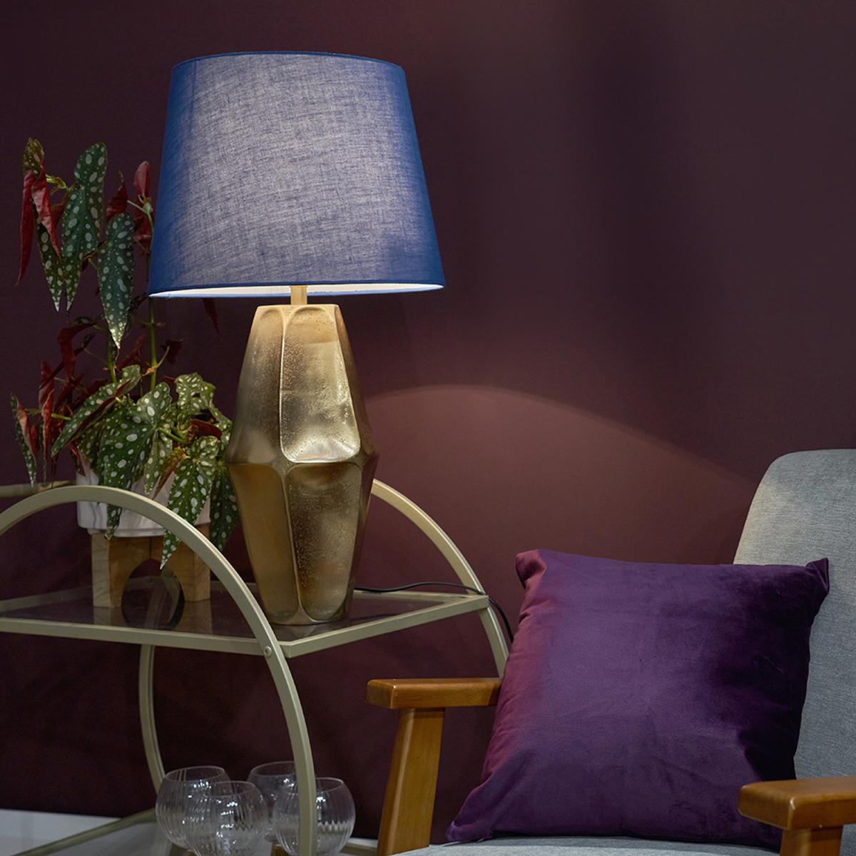 Jenner Oval Gold Table Lamp With Large Navy Blue Shade - Gold – image 3