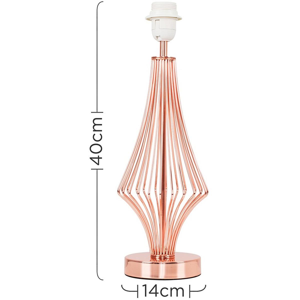 Modern Polished Copper Metal Wire Geometric Diamond Design Table Lamp Base - Copper – image 2