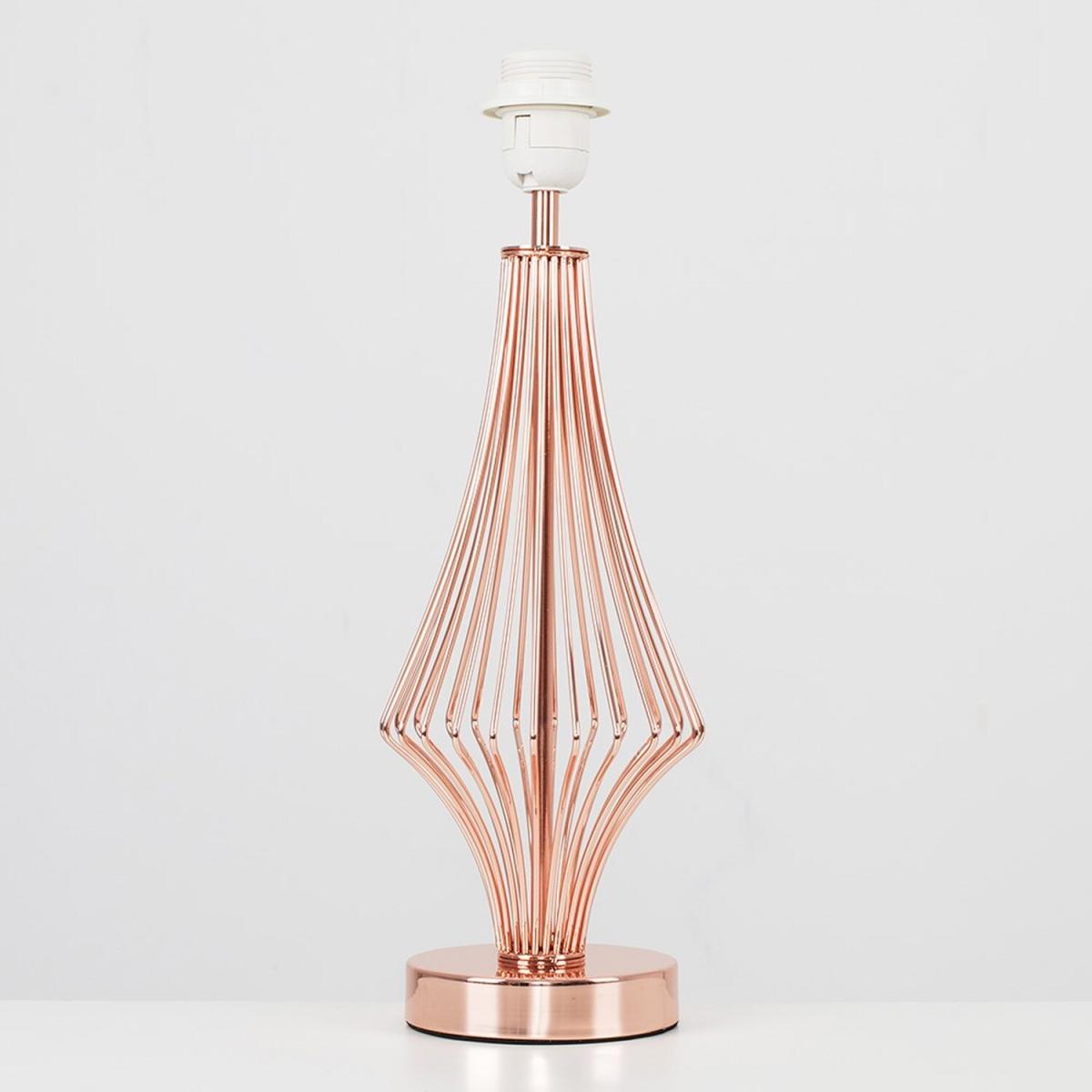 Modern Polished Copper Metal Wire Geometric Diamond Design Table Lamp Base - Copper – image 3
