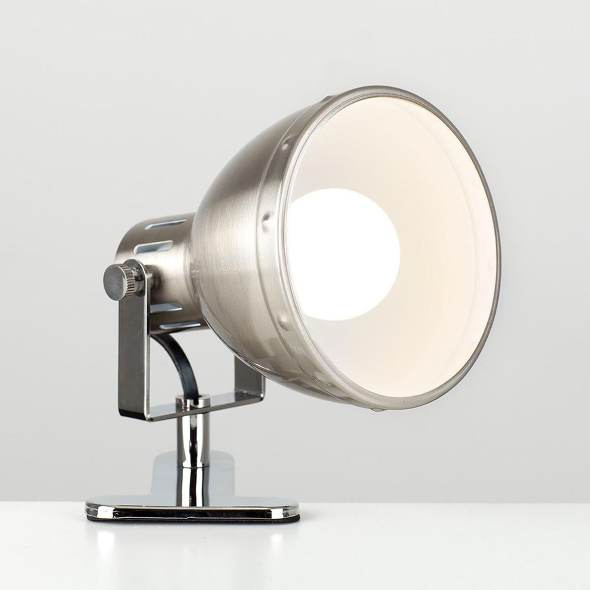 Brushed Chrome Metal Domed Adjustable Single Clip On Desk Table Lamp Spotlight - Silver – image 2