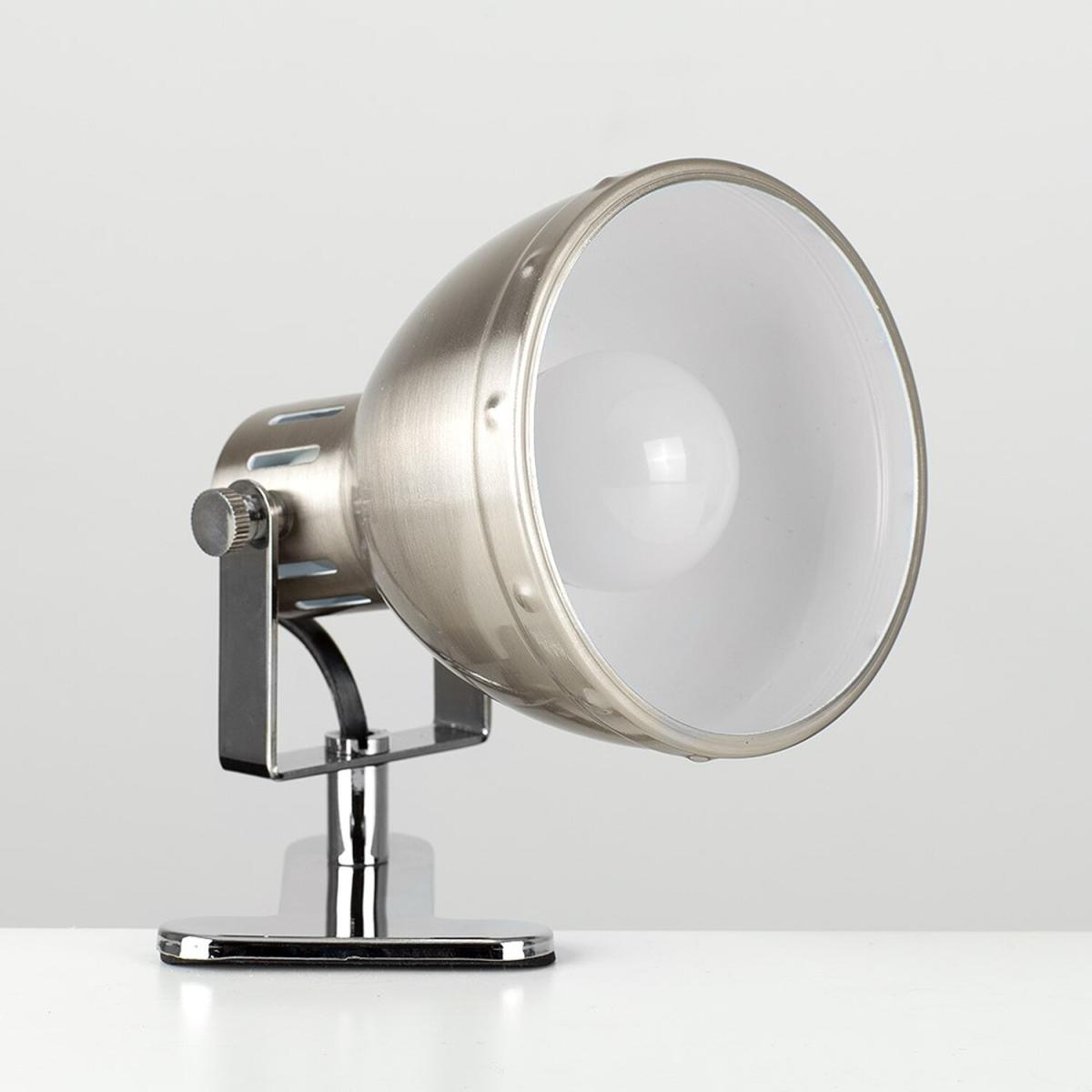 Brushed Chrome Metal Domed Adjustable Single Clip On Desk Table Lamp Spotlight - Silver – image 4