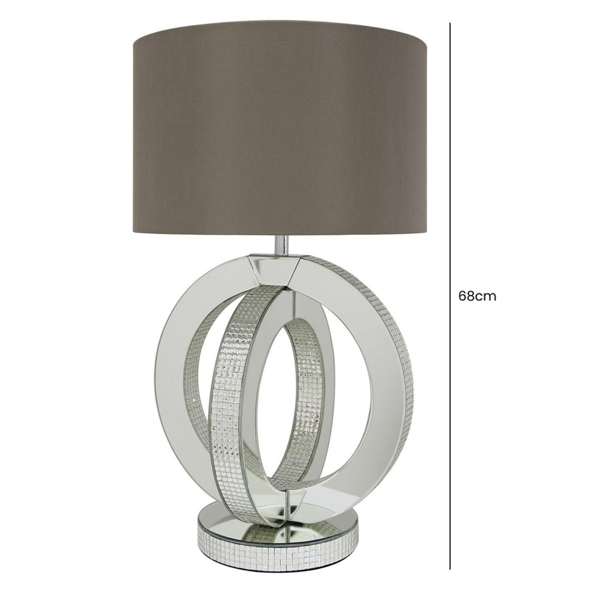 Double Ring Table Lamp with Taupe Shade - Silver – image 2