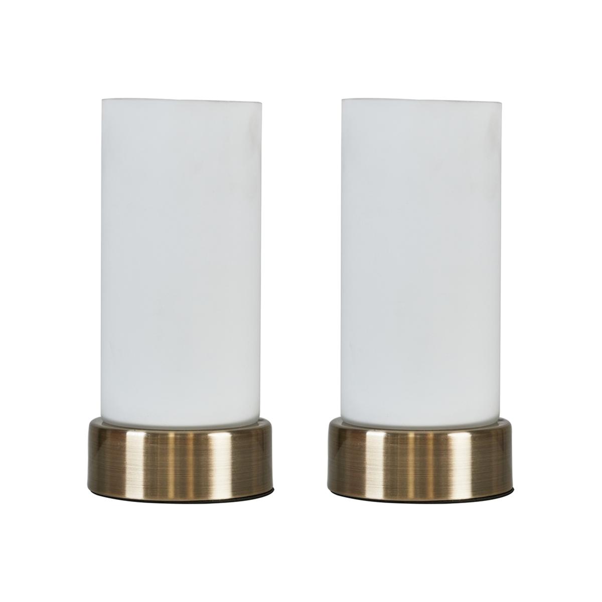 Pair of Antique Brass Table LampTouch OnOff Dimmable - Antique Brass – image 1