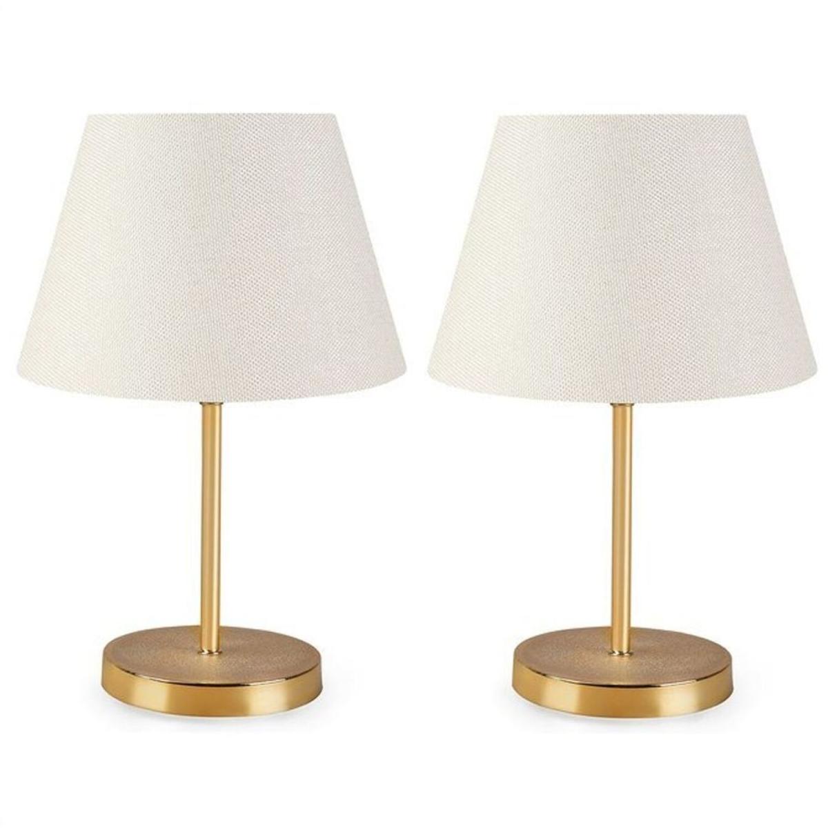 Lara Table Lamp Set of 2 White Fabric Shade - White & Gold – image 2