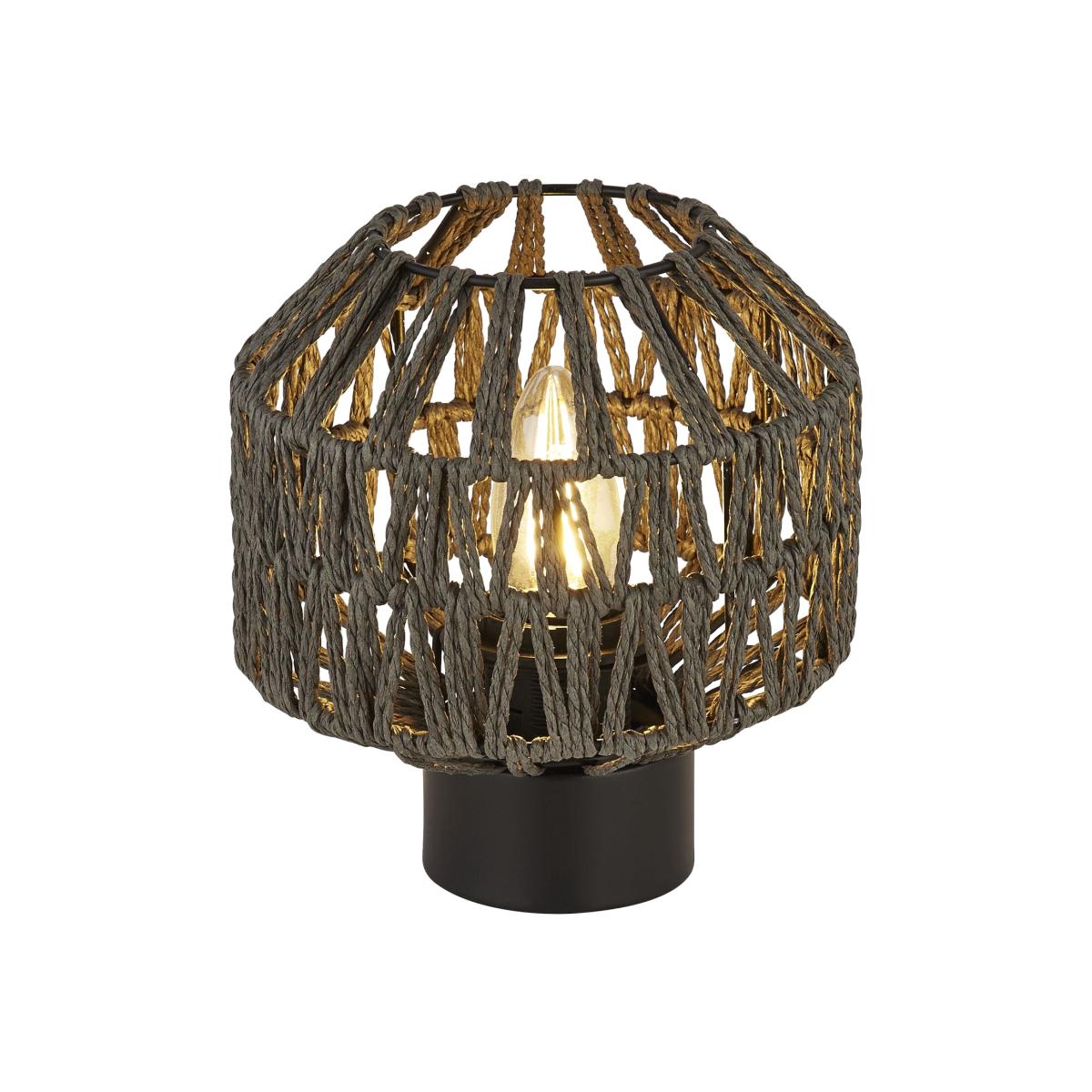 Small Grey Rattan Table Lamp - Grey