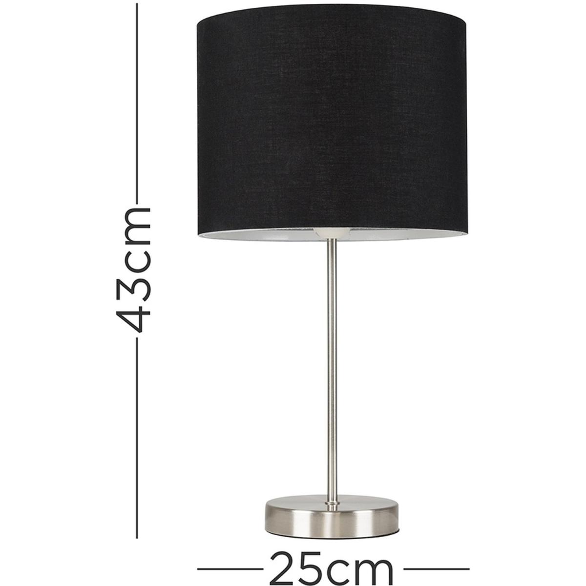 Charlie Pair of Silver Table Lamps With Small Black Shade - Silver – image 3