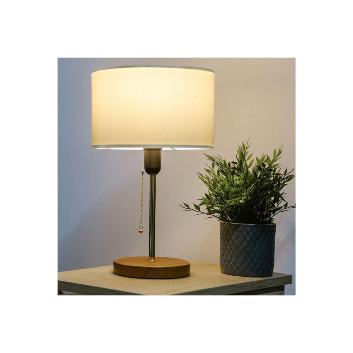Sera Cylinder Table Lamp Cream Fabric Shade - Cream & Silver – image 1