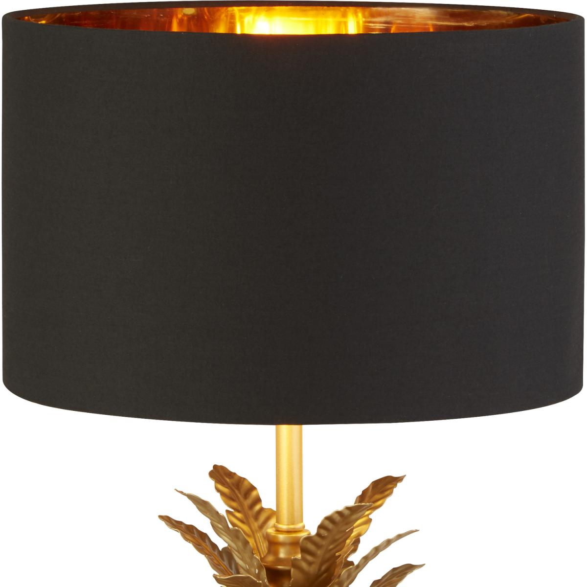 Gold Leaf Base Table Lamp With Black Shade - Yellow – image 2