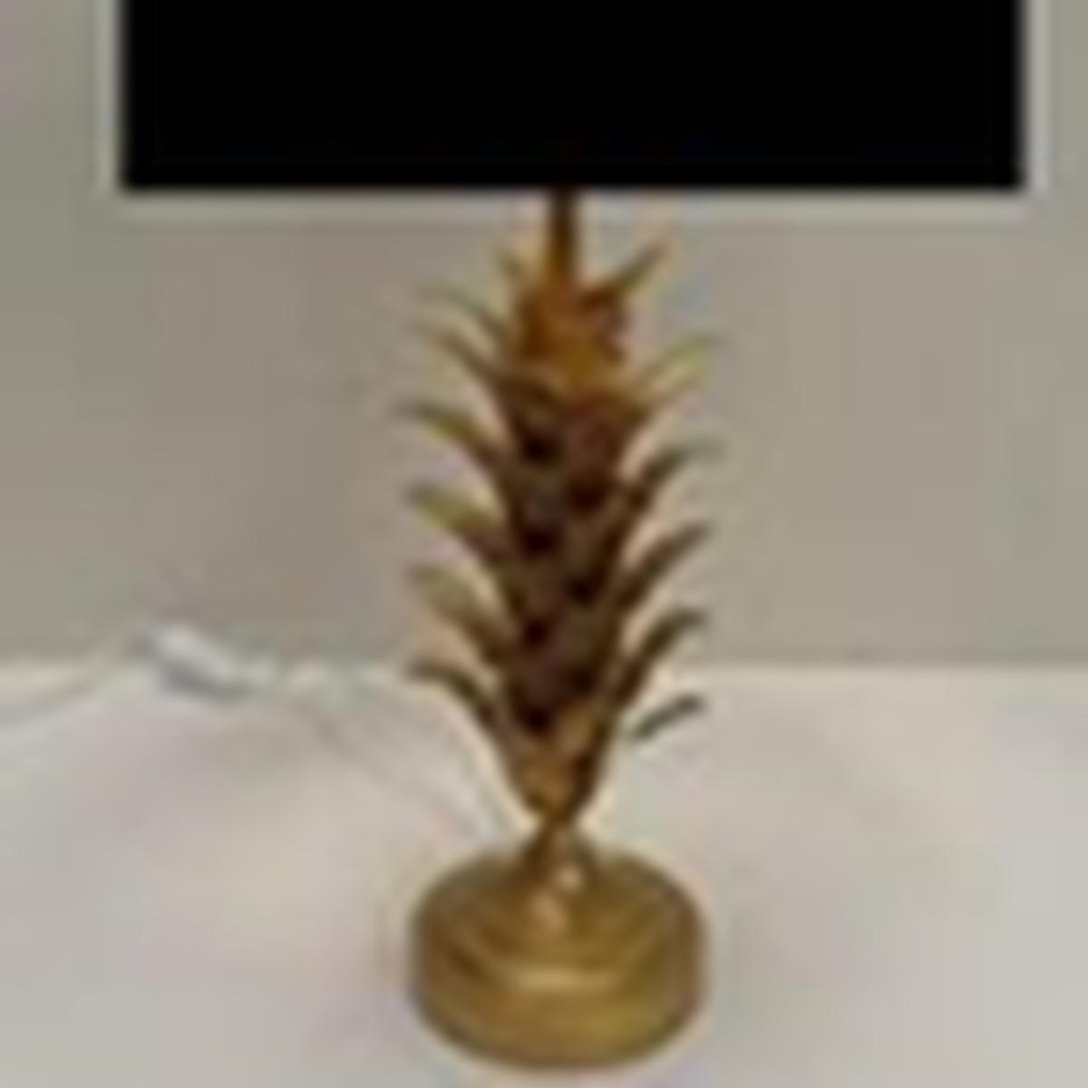 Gold Leaf Base Table Lamp With Black Shade - Yellow – image 3