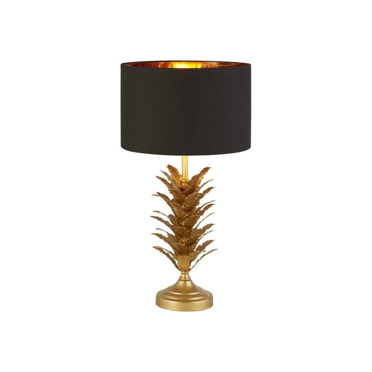 Gold Leaf Base Table Lamp With Black Shade - Yellow – image 1