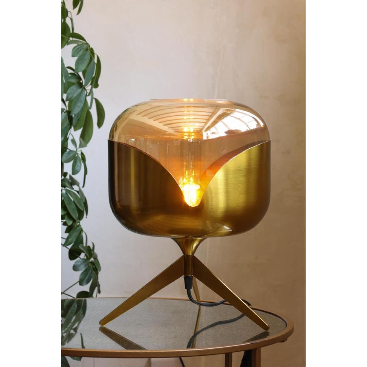 Retro Golden Glass Tripod Table Lamp – image 2