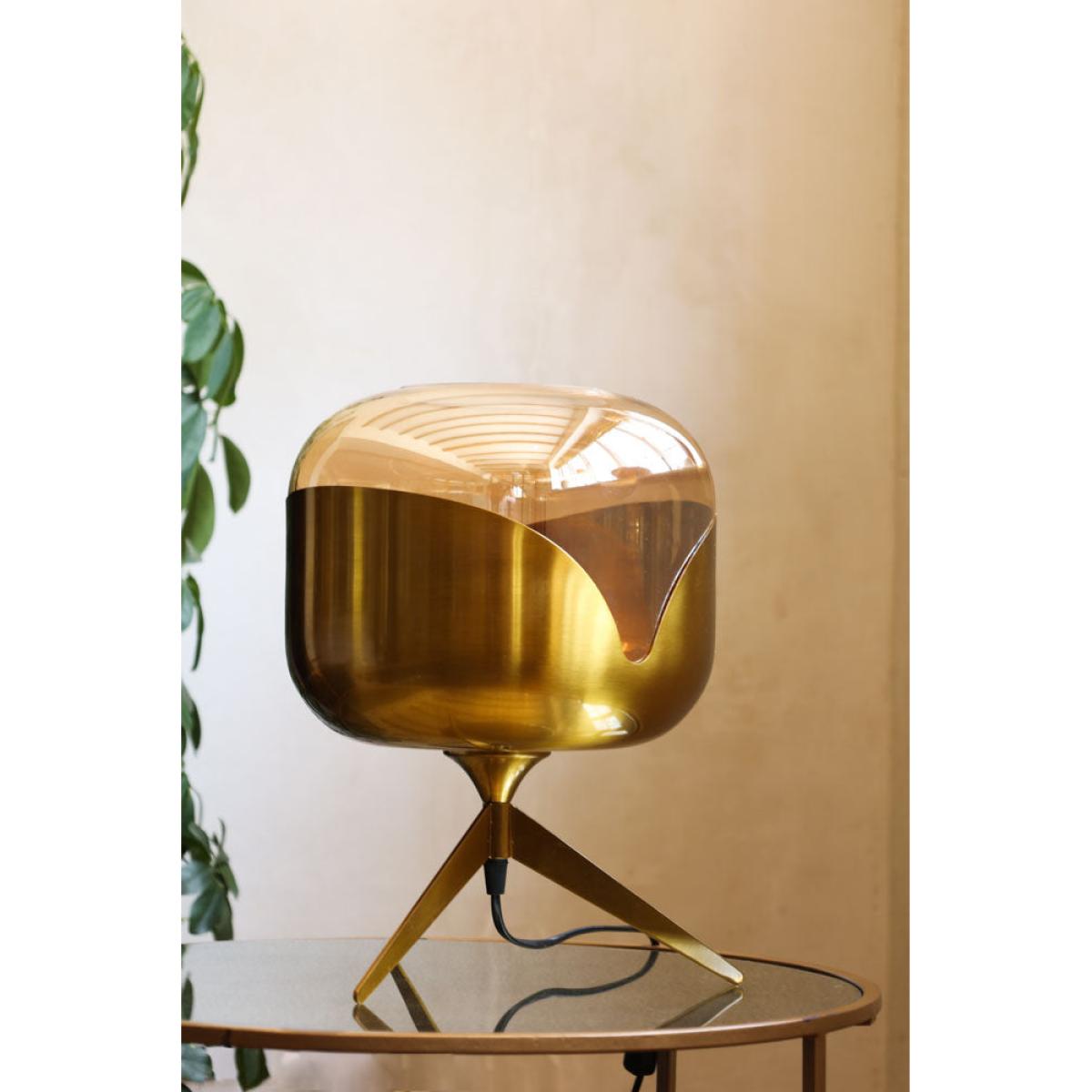 Retro Golden Glass Tripod Table Lamp – image 3