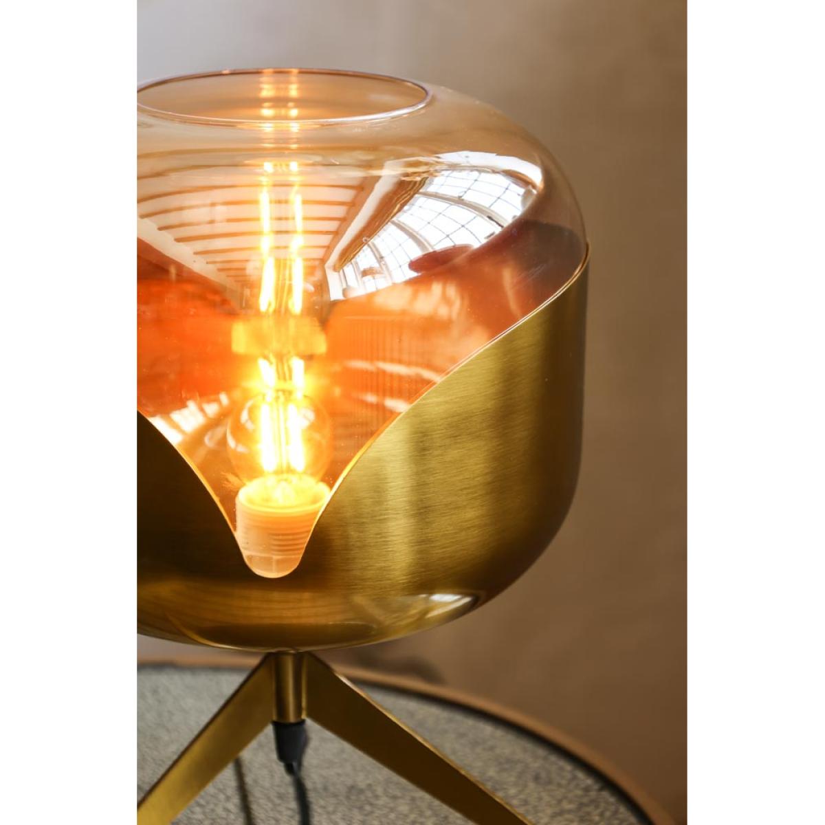 Retro Golden Glass Tripod Table Lamp – image 5