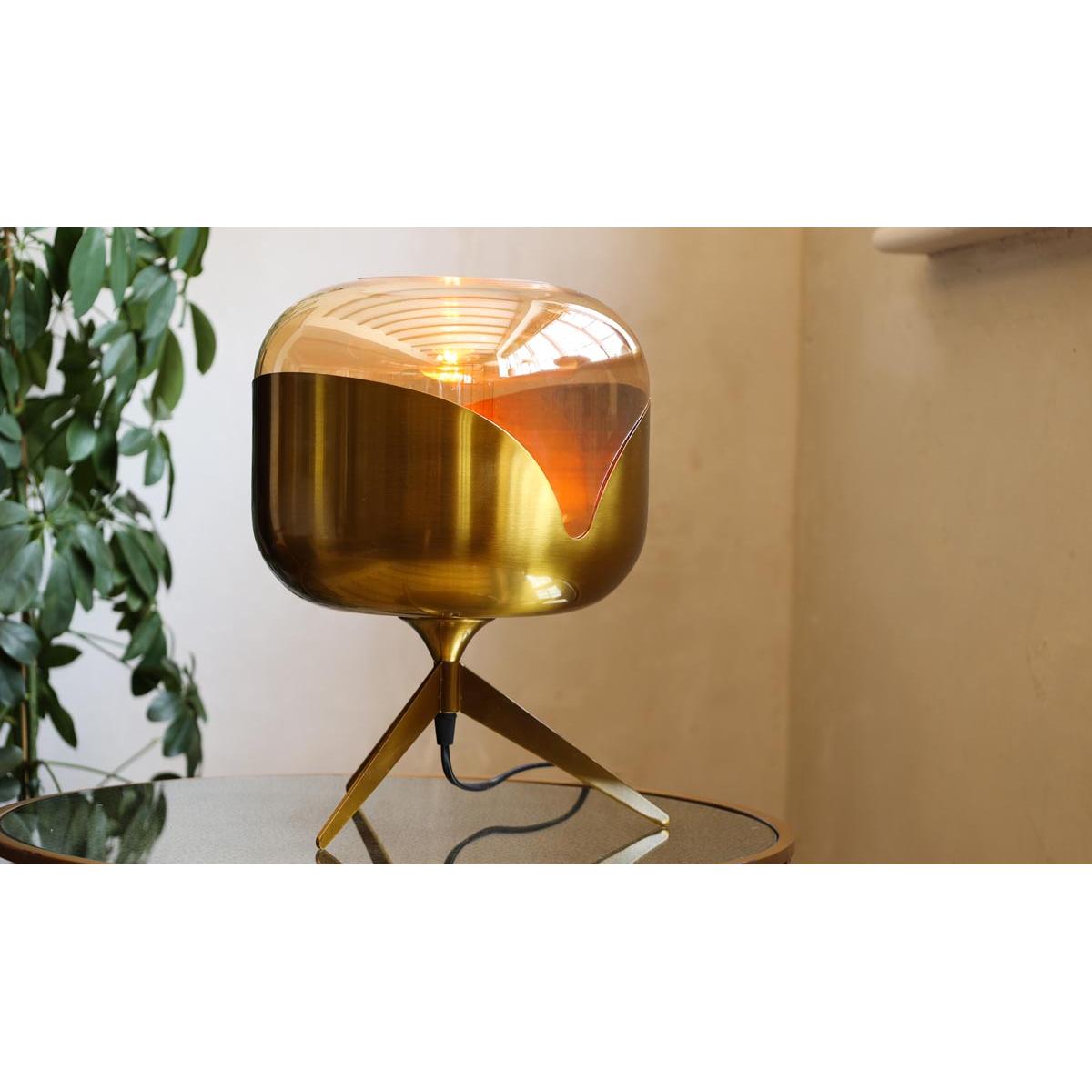 Retro Golden Glass Tripod Table Lamp – image 9