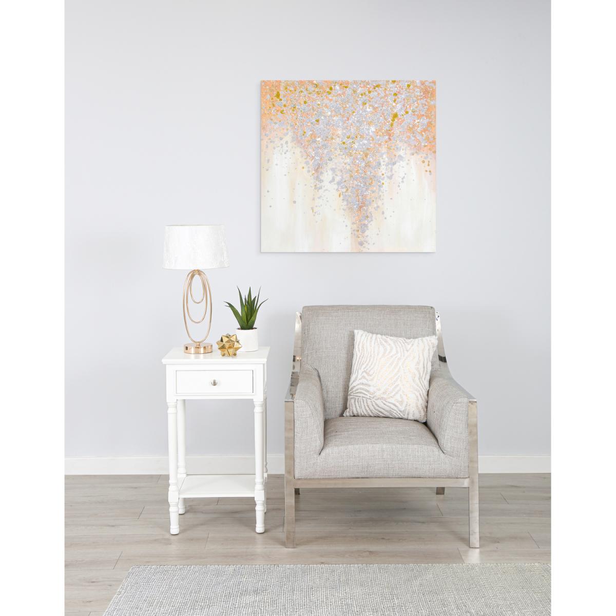Metal Gold Oval Design Table Lamp with White Shade - Gold and White – image 2