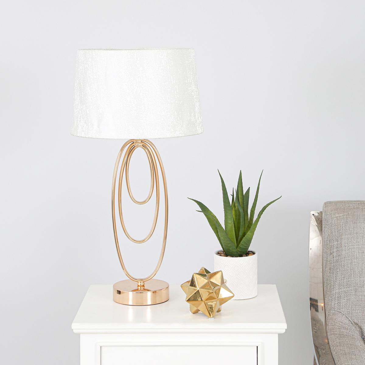 Metal Gold Oval Design Table Lamp with White Shade - Gold and White – image 3