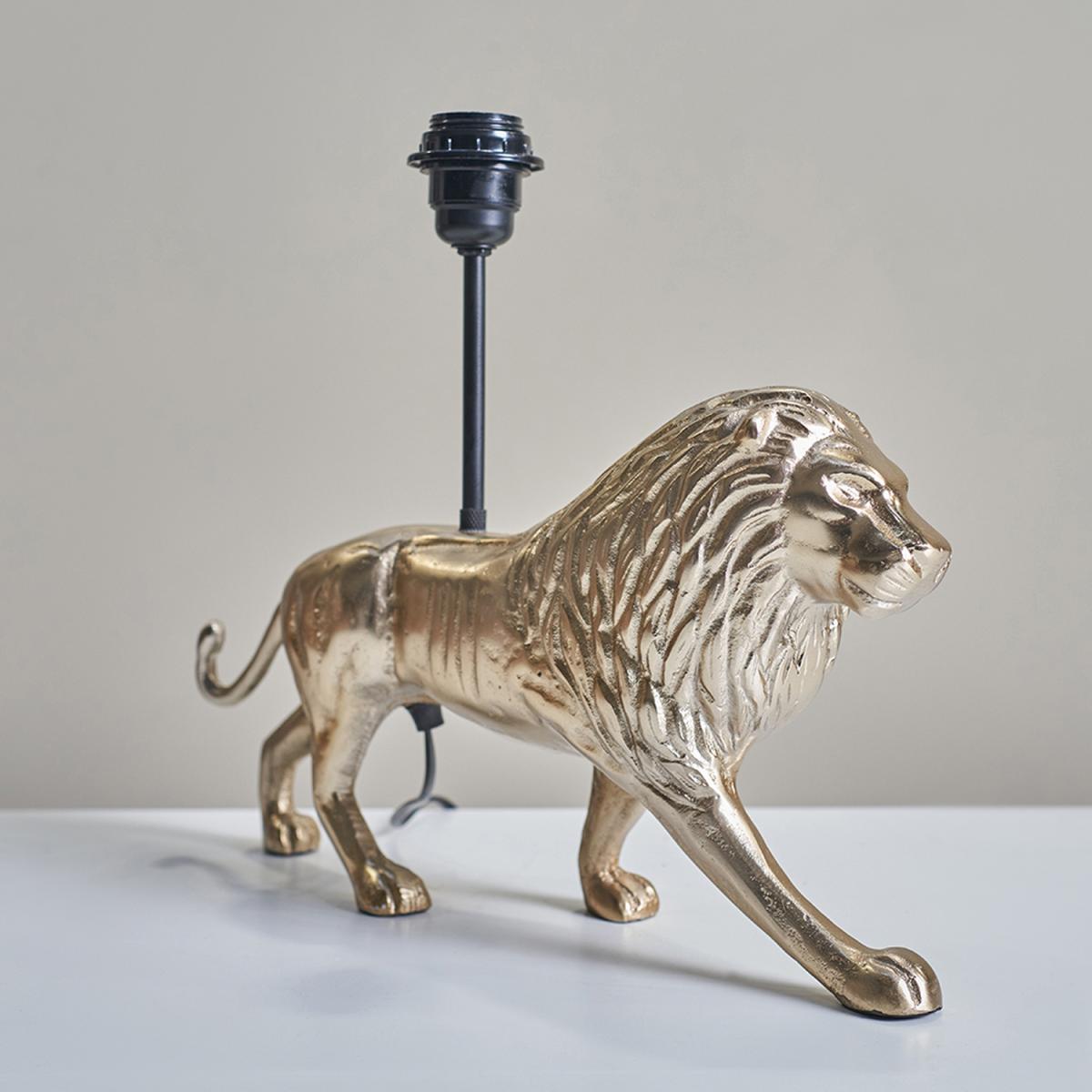 Modern Brass Lion Animal Table Lamp Base - Brass – image 3