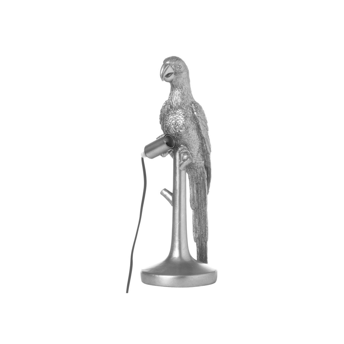 Percy The Parrot Silver Table Lamp Whimsical Decor - Silver