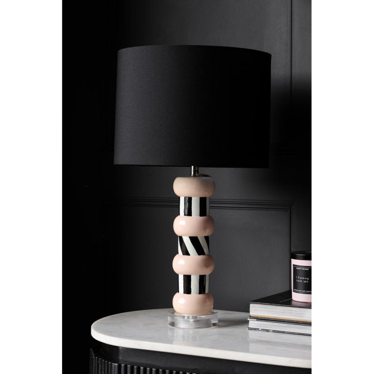 Monochrome & Pink Stripe Table Lamp – image 2