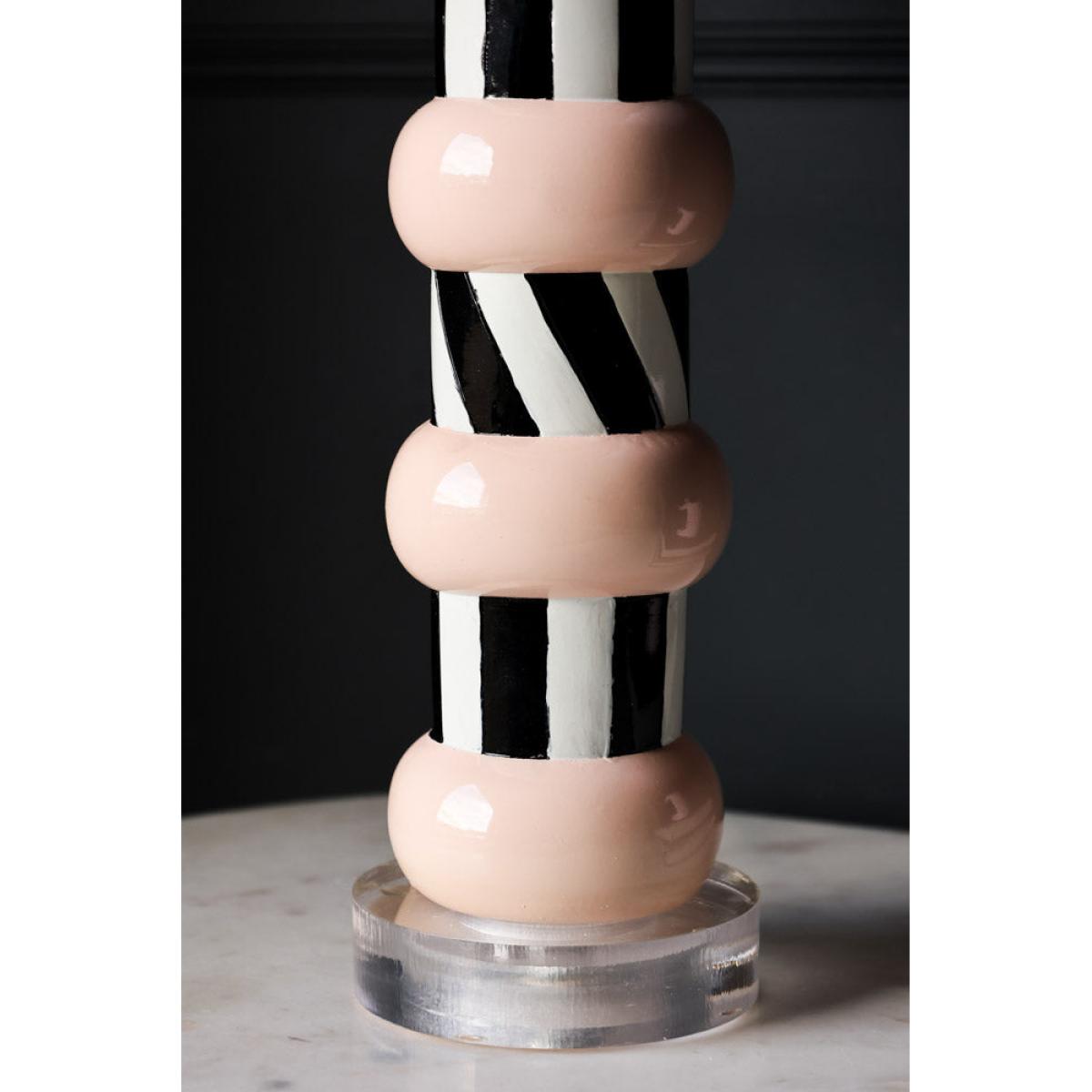 Monochrome & Pink Stripe Table Lamp – image 4