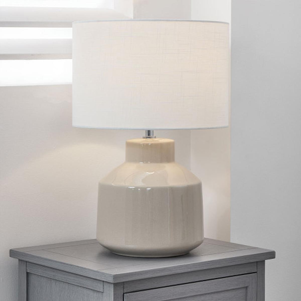 Neutral Crackle Effect Table Lamp - Cream
