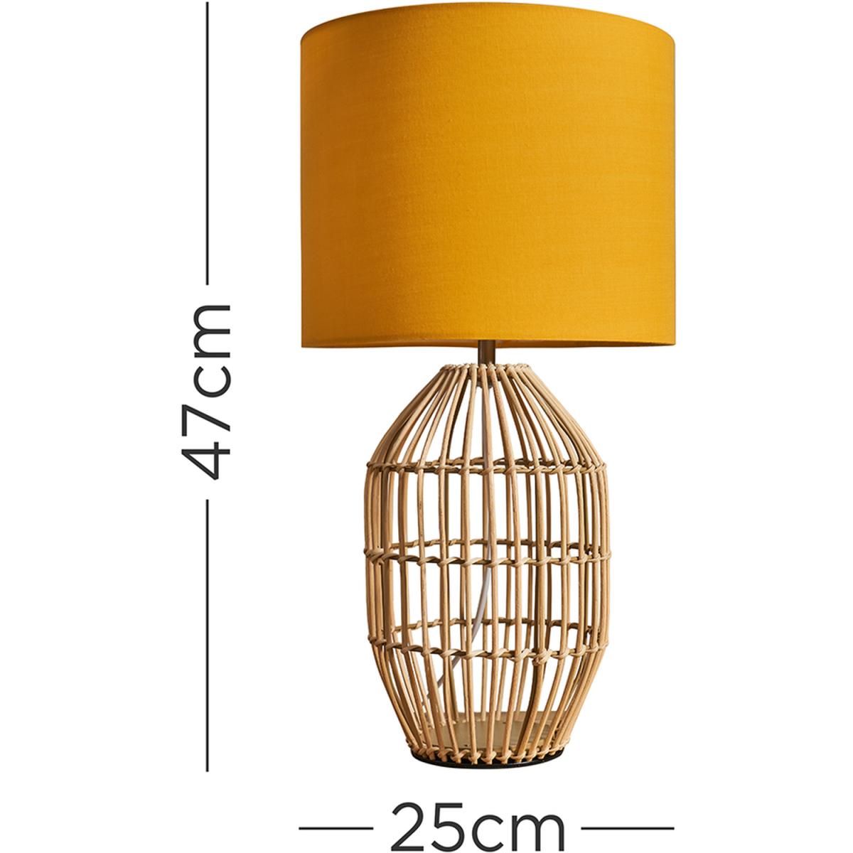 Small Natural Table Lamp With Mustard Drum Shade - Natural – image 2