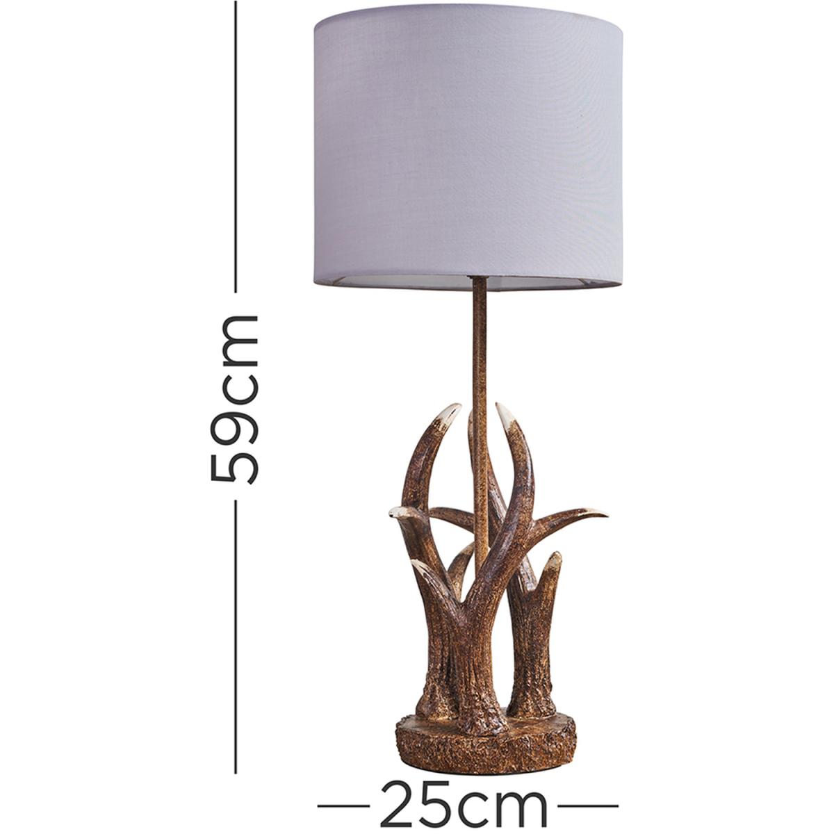 Natural Brown Table Lamp With Small Cool Grey Drum Shade - Brown – image 2
