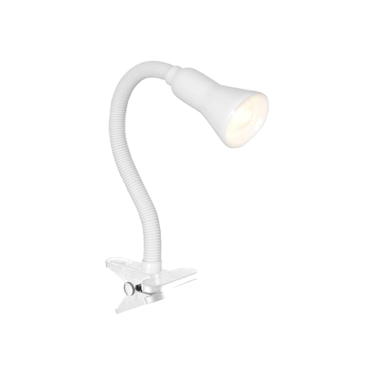 Adjustable White Flex Clip-On Desk Lamp with Clamp - White
