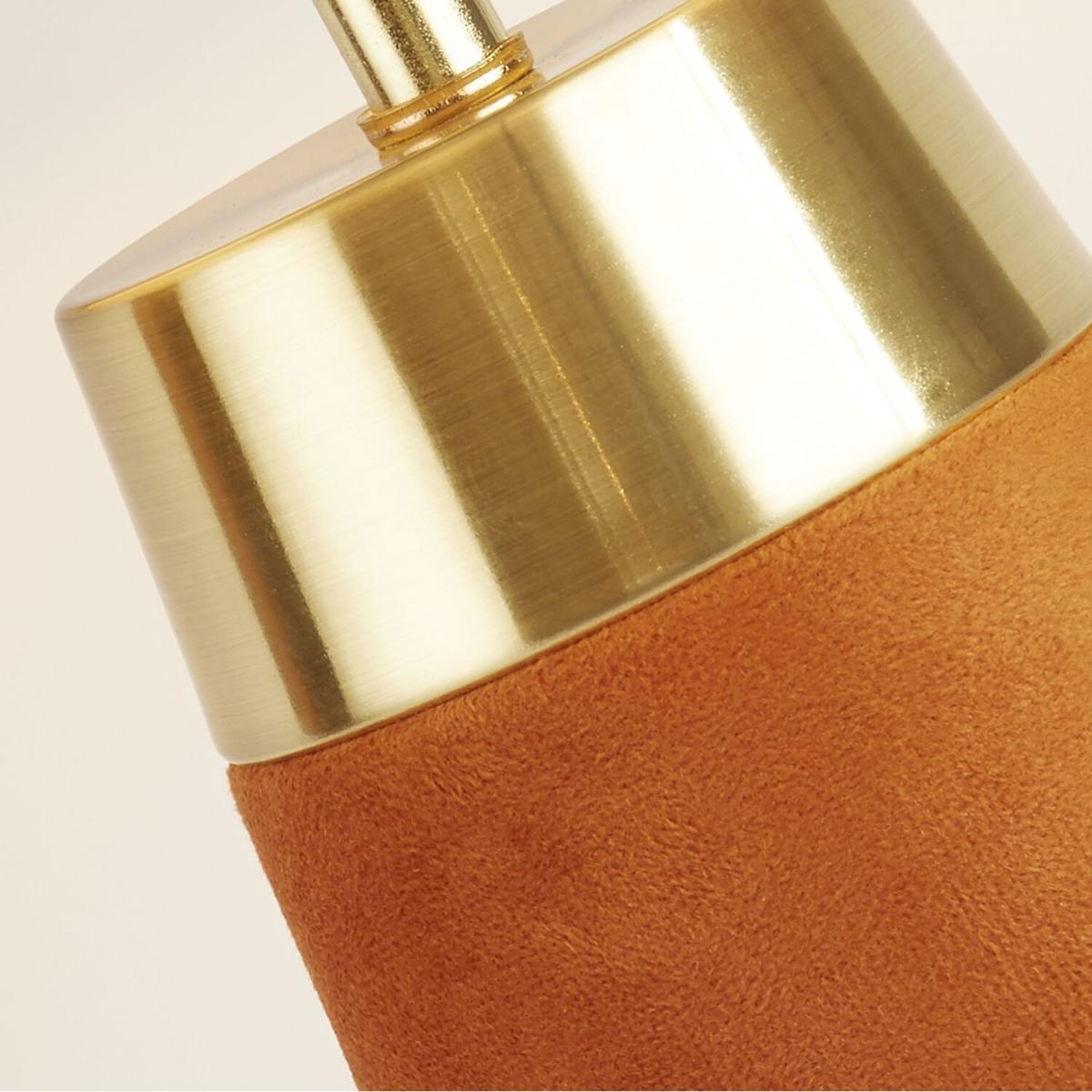 Velvet and Satin Brass Table Lamp - Orange – image 2