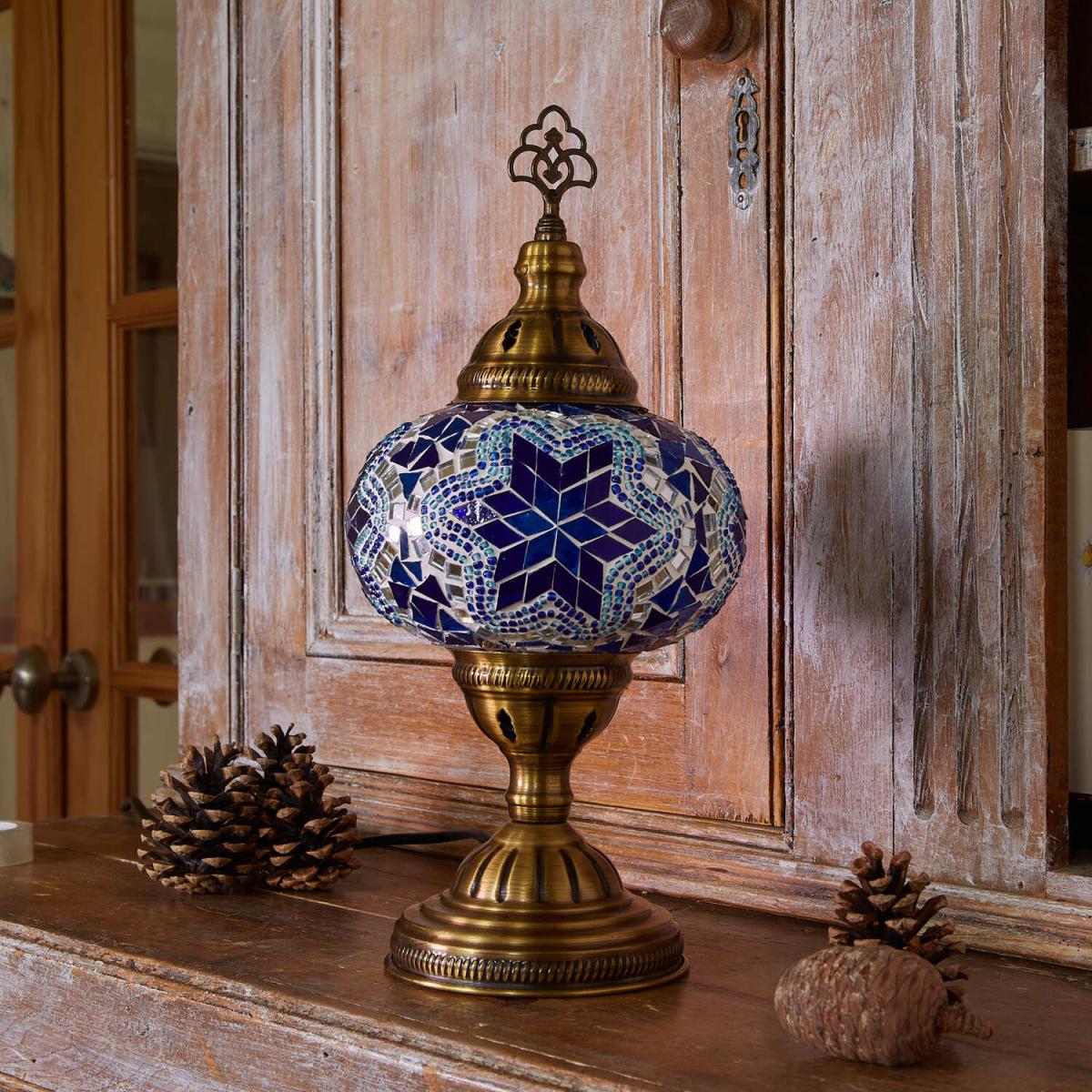 Turkish Mosaic Glass Table Lamp Size 3 Fireball - Fireball – image 2