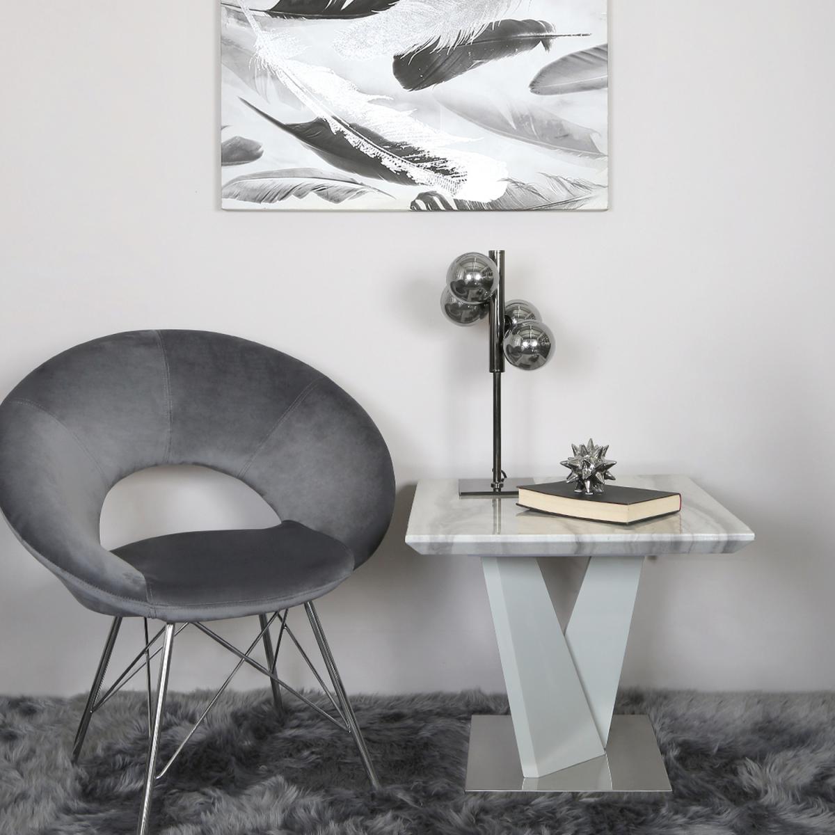 Gunmetal Table Lamp With Smoked Glass Shade - Grey/Gunmetal – image 2