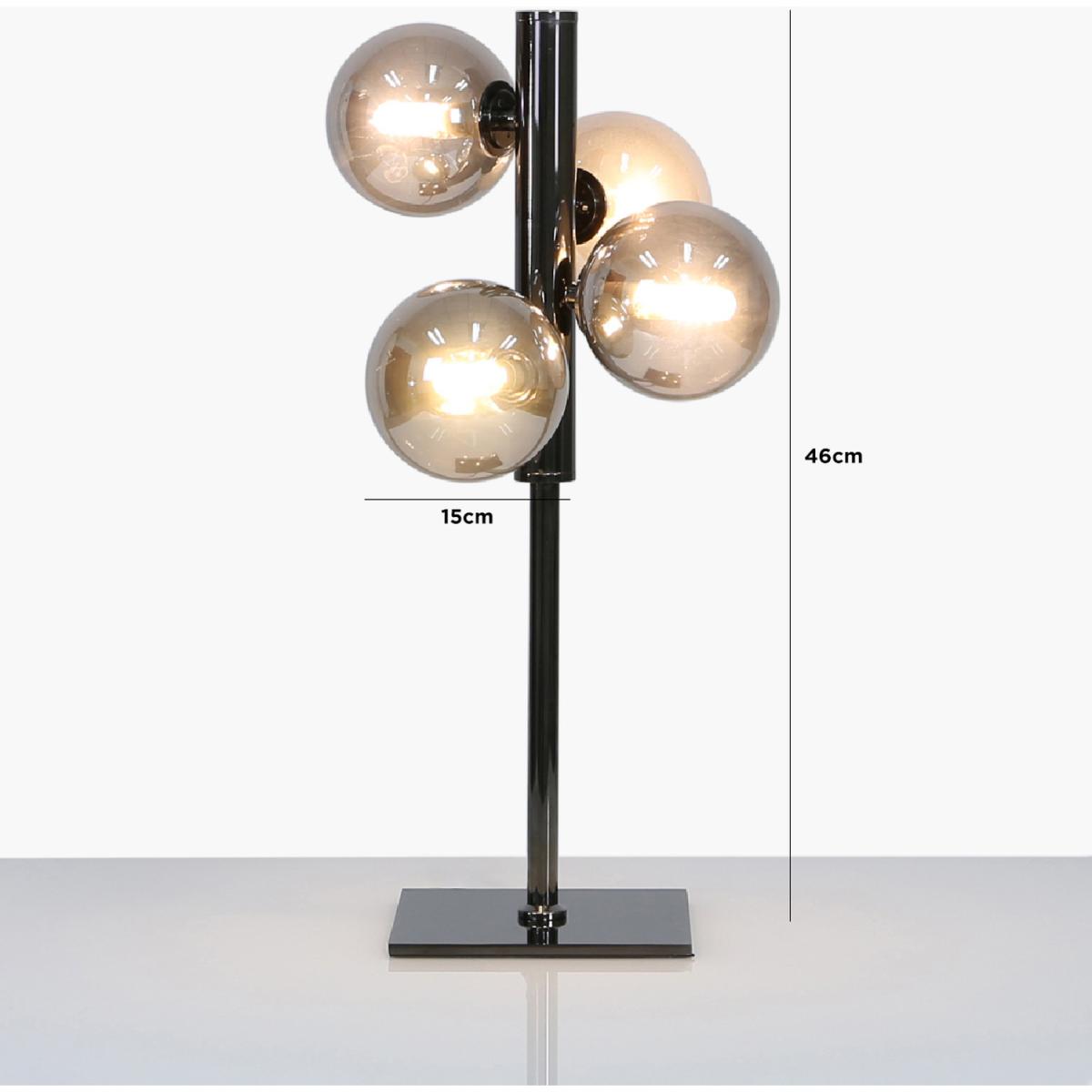 Gunmetal Table Lamp With Smoked Glass Shade - Grey/Gunmetal – image 4