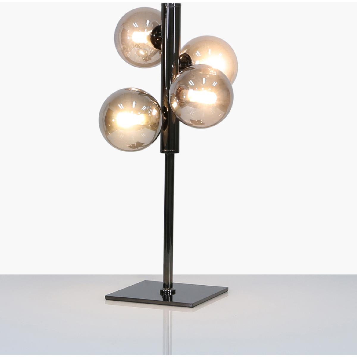 Gunmetal Table Lamp With Smoked Glass Shade - Grey/Gunmetal – image 5