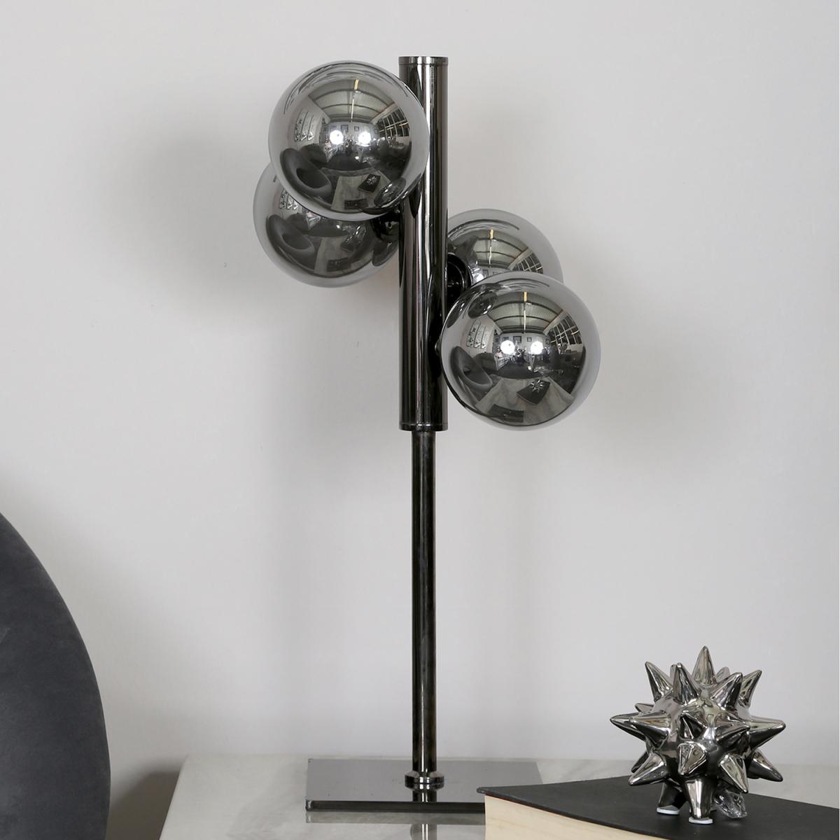 Gunmetal Table Lamp With Smoked Glass Shade - Grey/Gunmetal – image 1