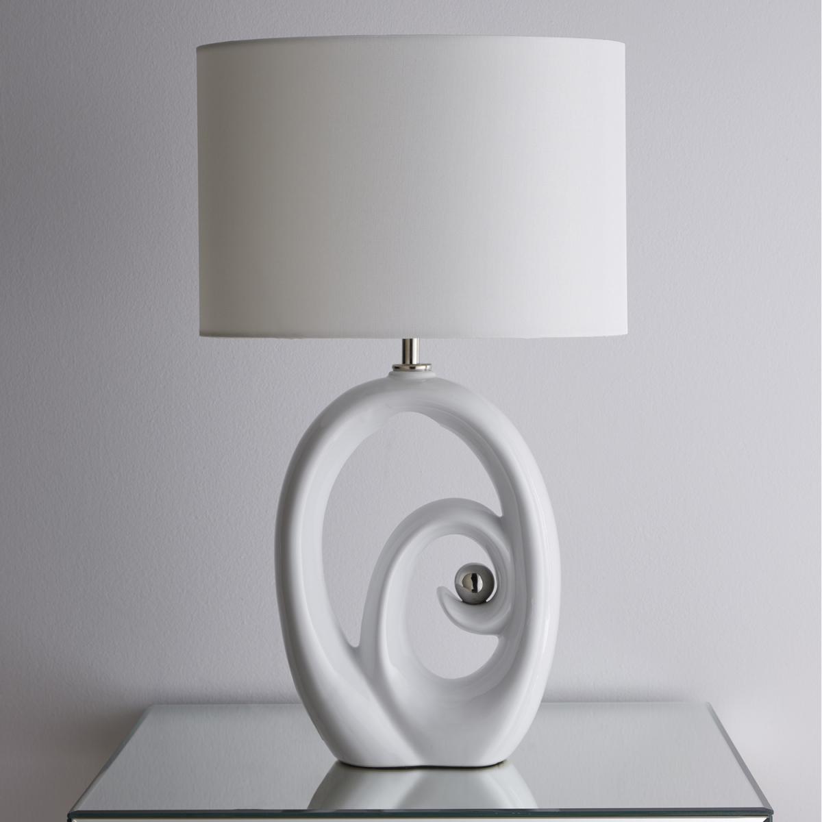 Mara Tall White Ceramic Table Lamp with Matching Lampshade - White – image 2