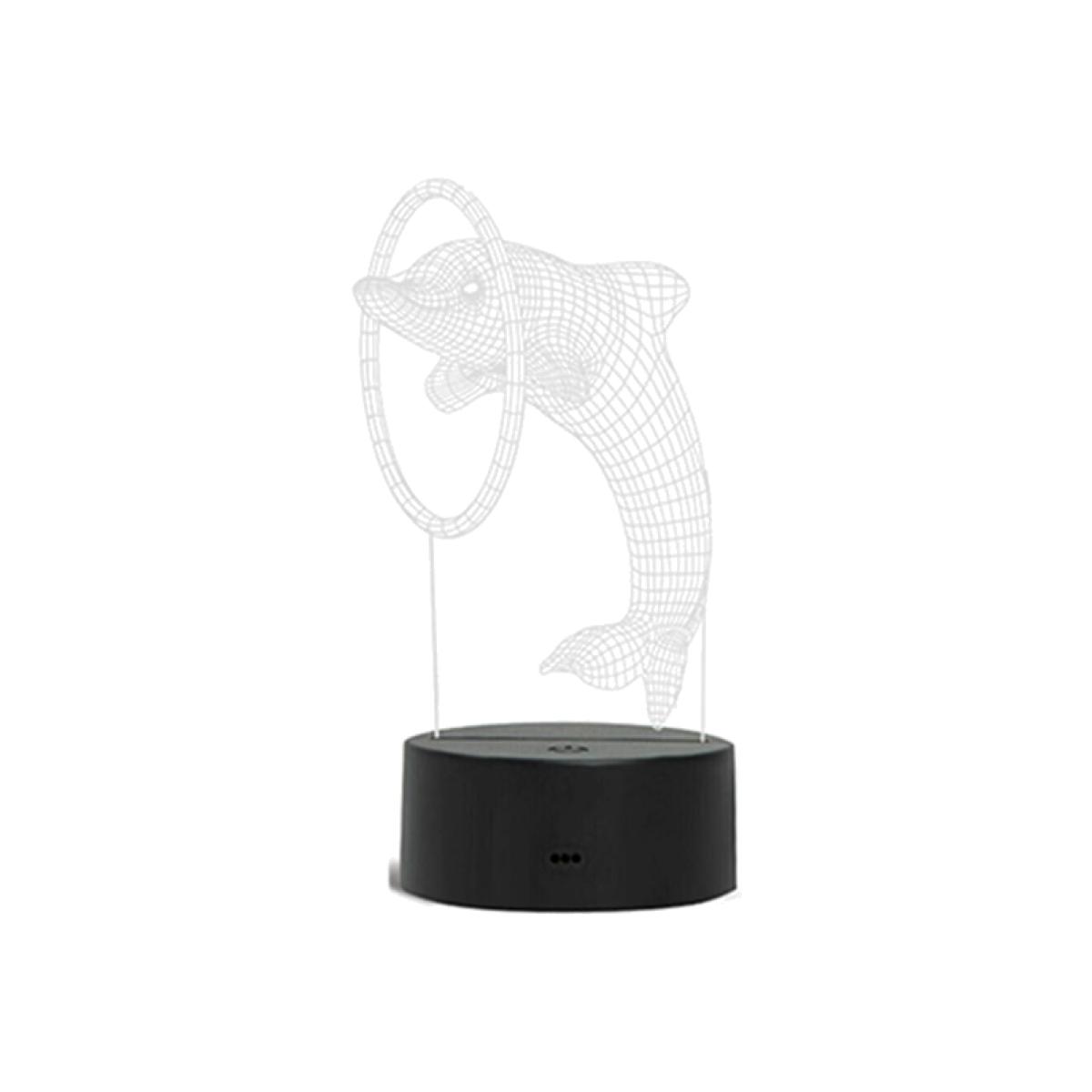 Haven Colour Changing 3D Designed LED Hologram Night Lamp Light, Dolphin - Purple