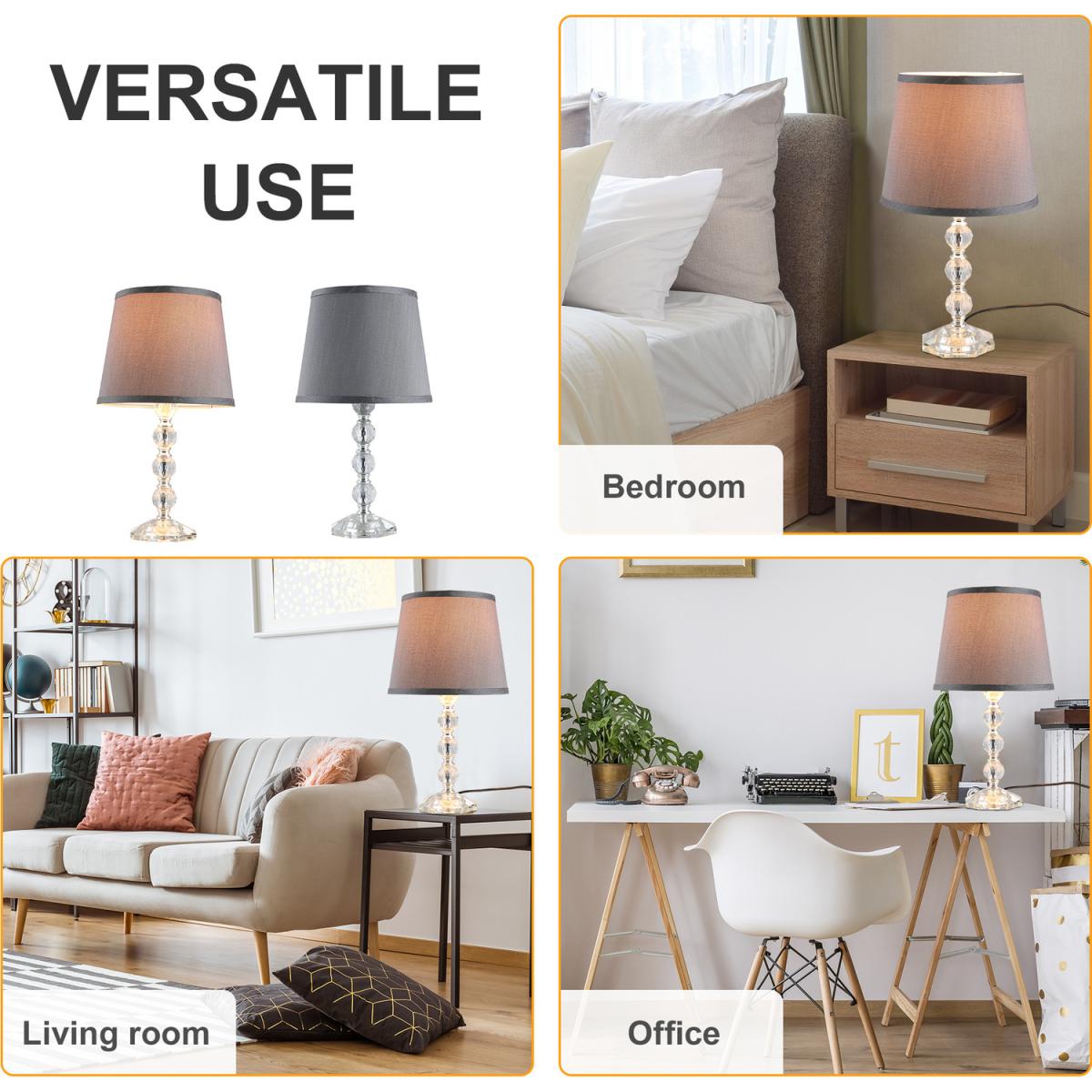 Crystallite Table Lamp with Fabric Lampshade  - Grey – image 2