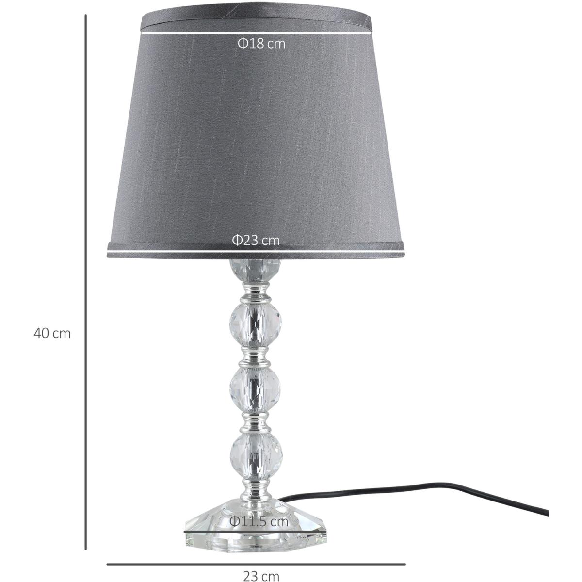 Crystallite Table Lamp with Fabric Lampshade  - Grey – image 6