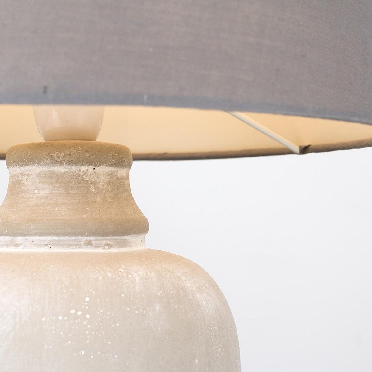 Modern Cement Effect Table Lamp With Grey Fabric Shade - Grey – image 4