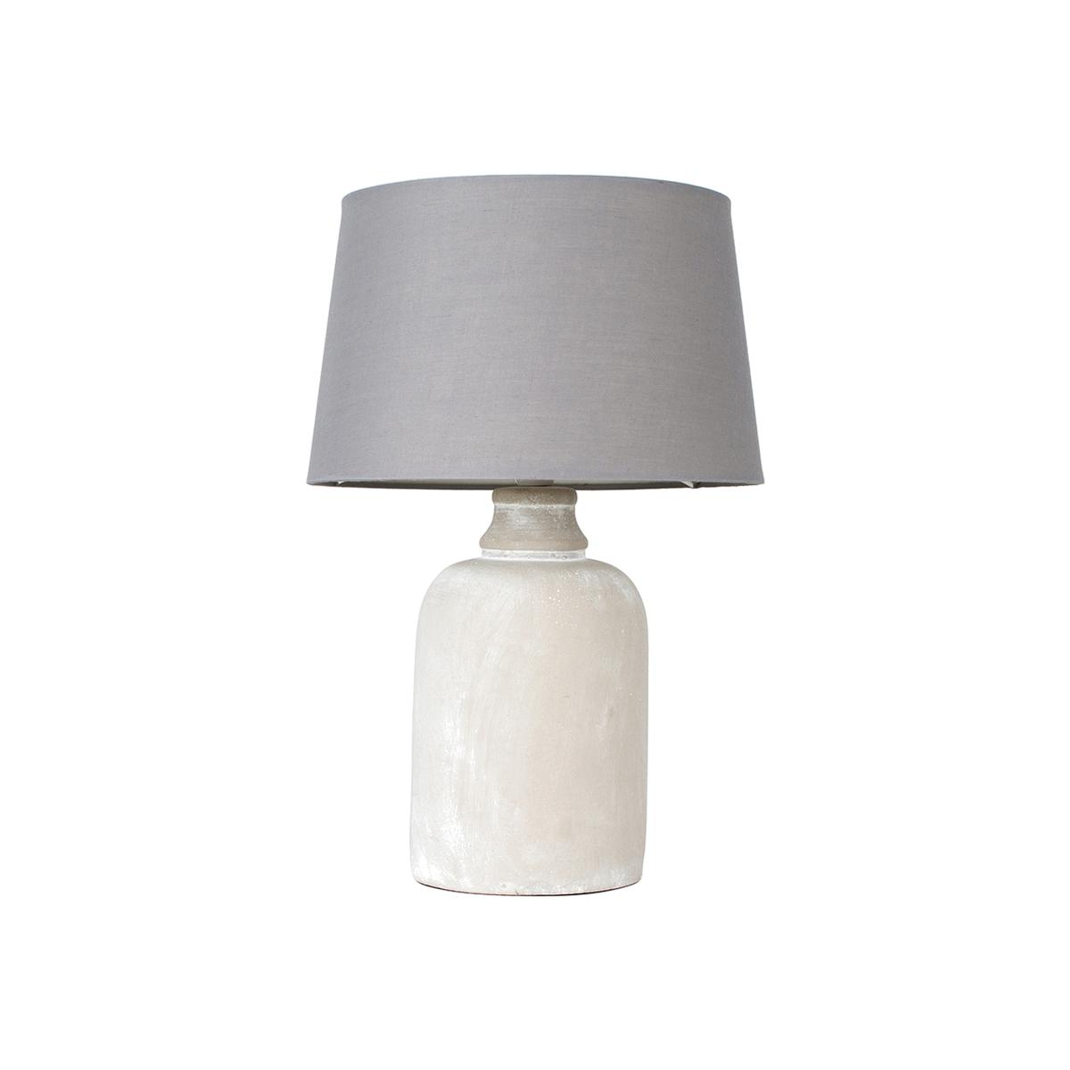 Modern Cement Effect Table Lamp With Grey Fabric Shade - Grey – image 1