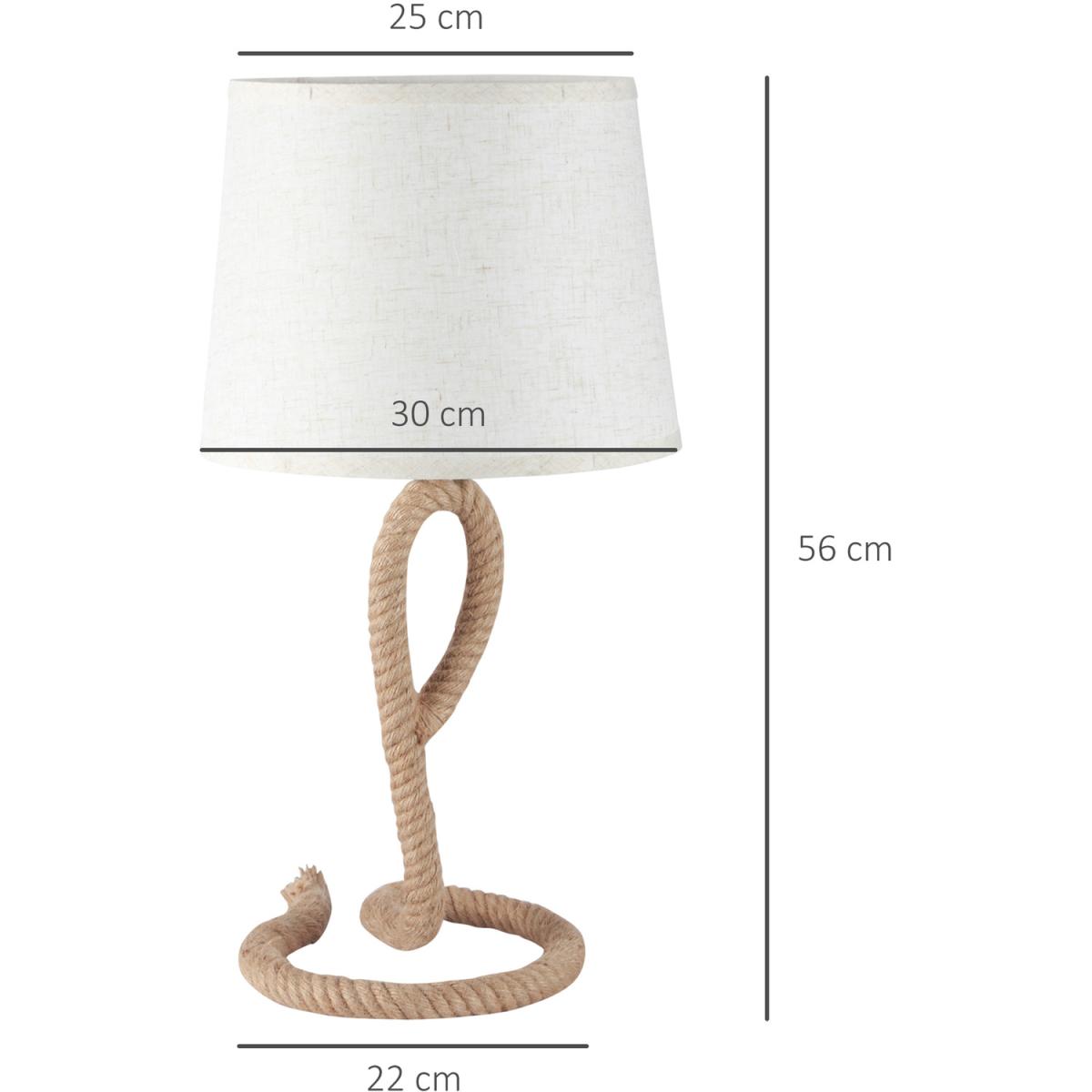 Farmhouse Table Lamp with Rope Base for E27 LED Halogen Bulb - Brown – image 2