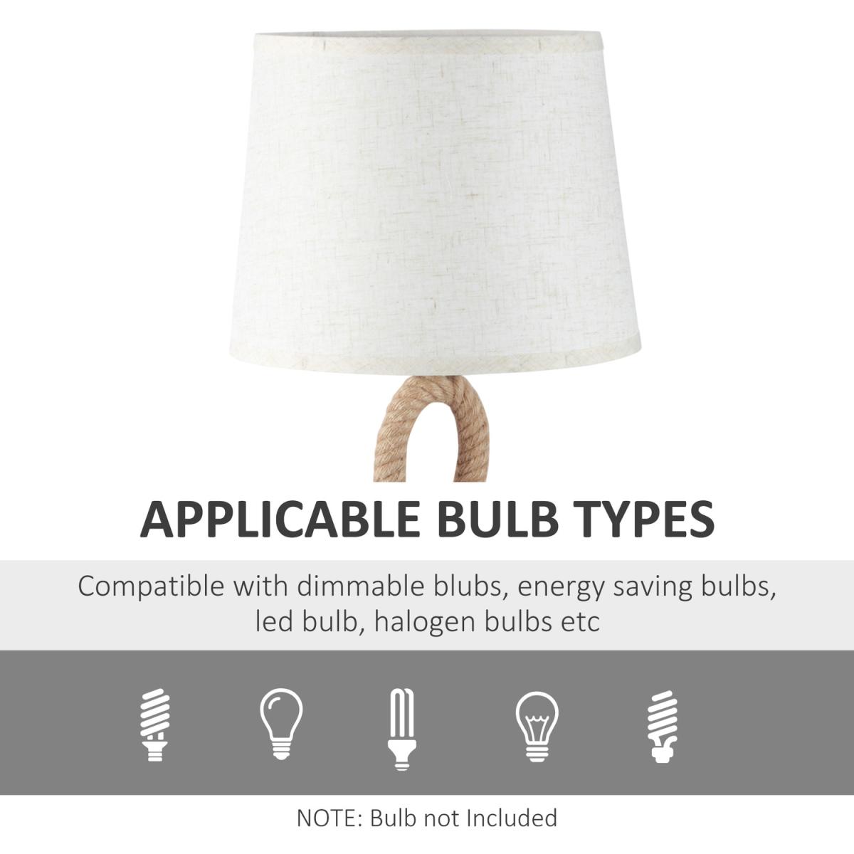Farmhouse Table Lamp with Rope Base for E27 LED Halogen Bulb - Brown – image 4