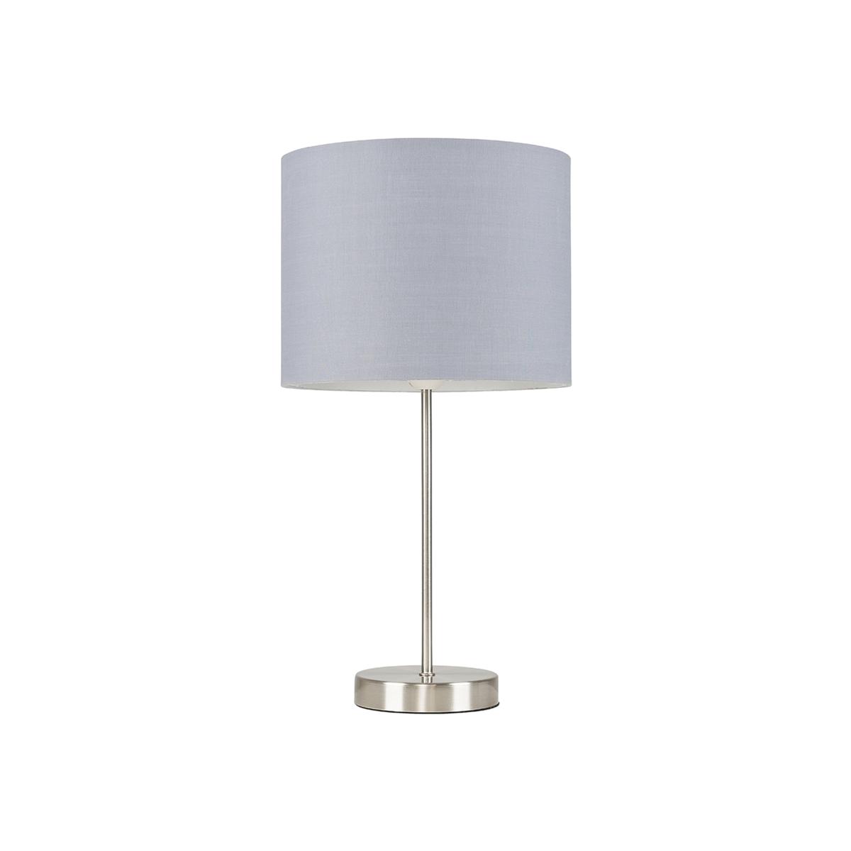 Charlie Silver Table Lamp With Small Grey Shade - Silver