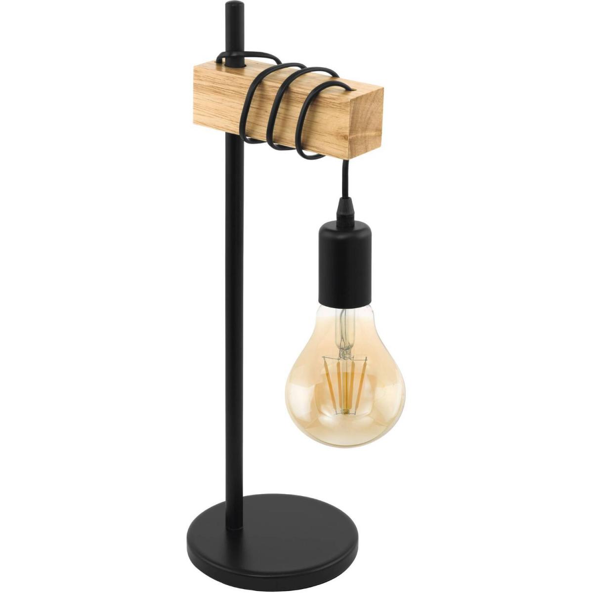Eglo Townshend Industrial table lamp with exposed lightbulb - Black – image 2