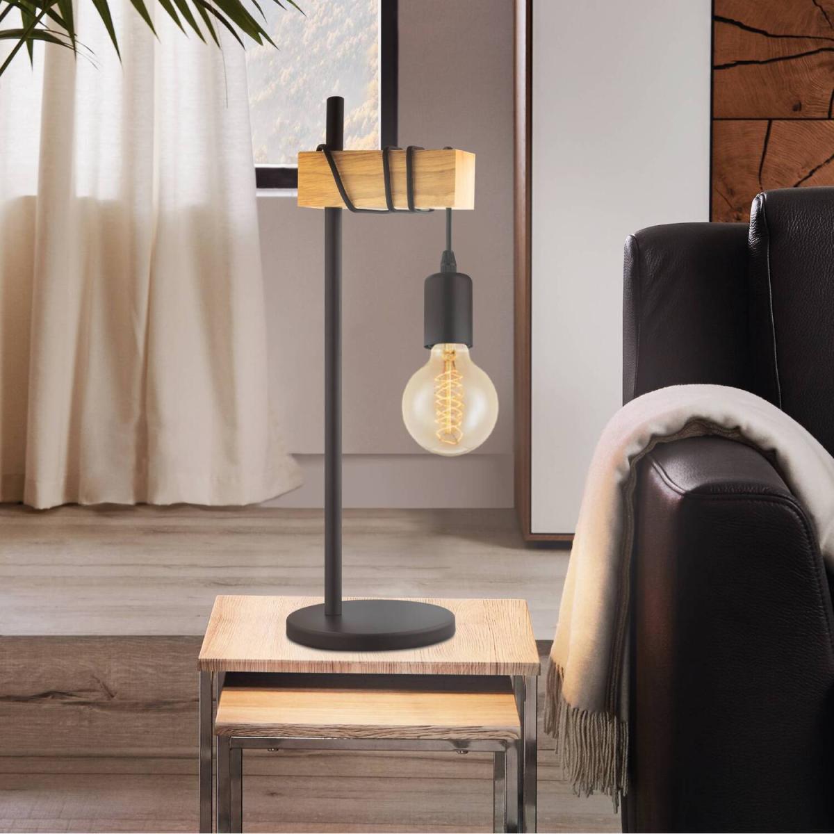 Eglo Townshend Industrial table lamp with exposed lightbulb - Black – image 4