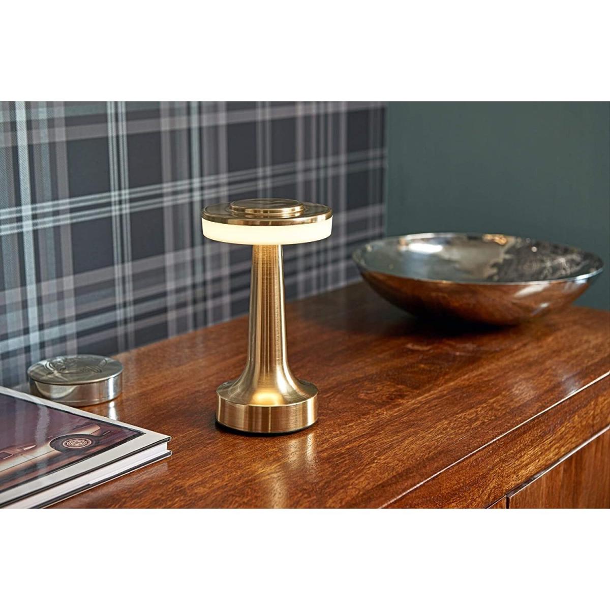 Auraglow Rechargeable LED Cordless Table Lamp - WALDORF - Satin Brass - Bronze / Twin Pack – image 2